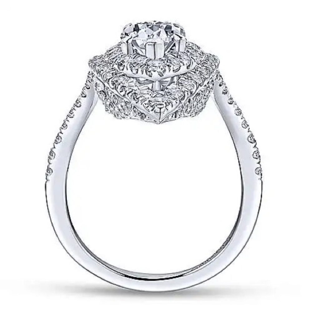 New Women’s Luxury 925 Silver Water Drop Diamond Ring - Picture 5 of 6